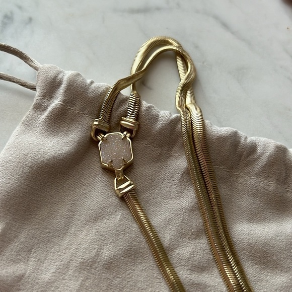 KENDRA SCOTT STARLA LONG Y NECKLACE IRIDESCENT DRUSY STONE - Picture 4 of 6